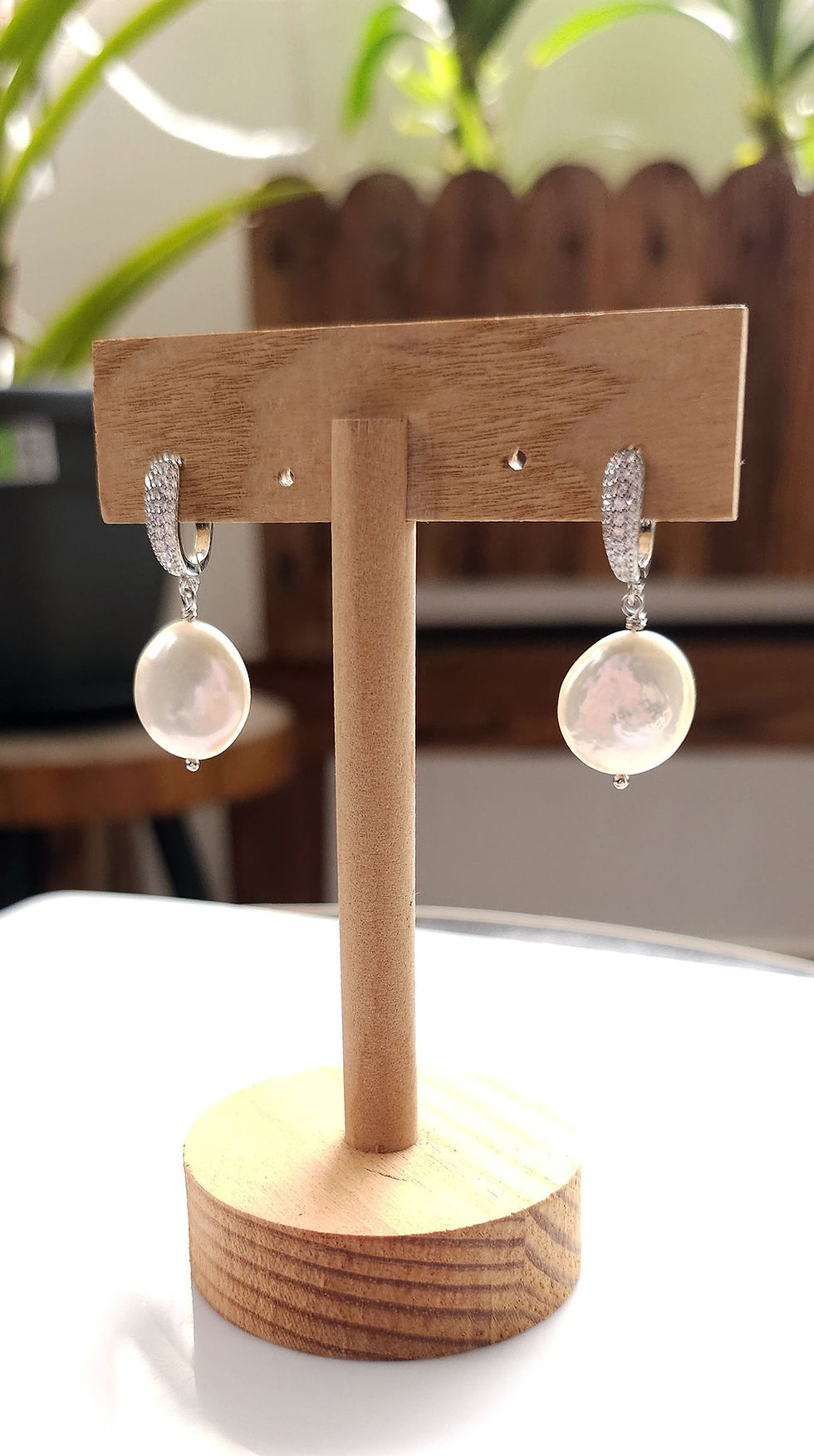 Keshi Pearls donut earrings with hoop cubic zirconia ear posts