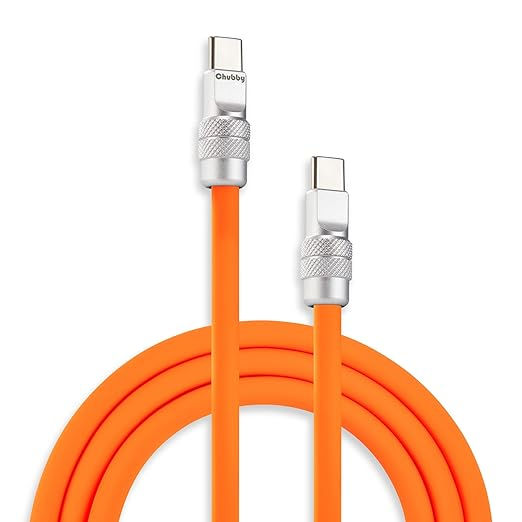 chubbycable Chubby 2.0 – 240W Fast Charging USB-C Cable (3.3FT, Orange)