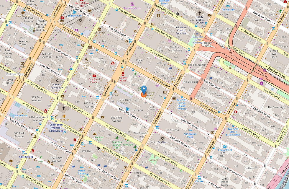 A blown-up map of the surrounding neighborhood