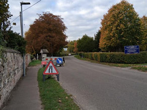 Restricted road and pavement outside the Reading Room
