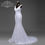 Thumbnail: Satin and Lace Flowers Backless Mermaid Wedding Dress