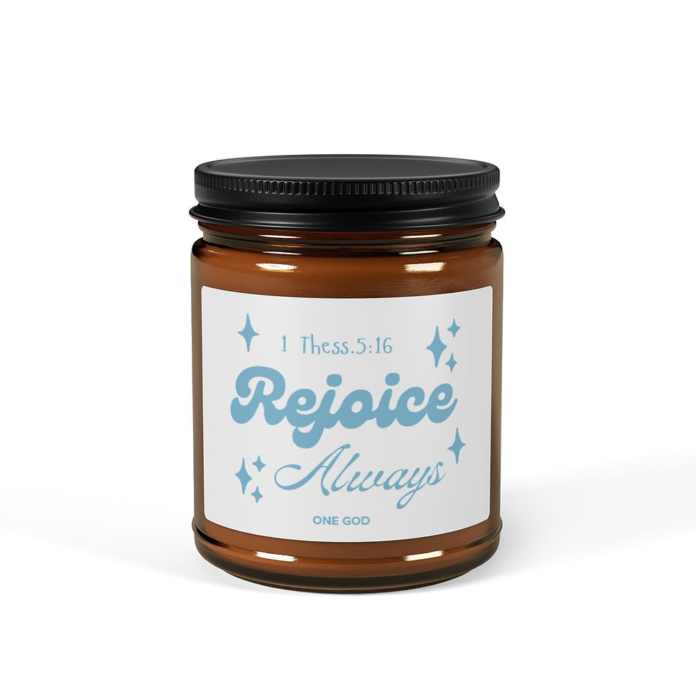 Thumbnail: Rejoice Always Soy Candle — Amber Jar Scented Candle