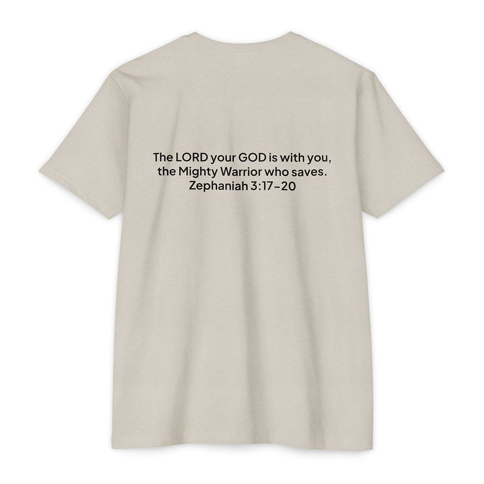 Thumbnail: Christian Superhero T-Shirt — "Who Will Save You?" with Zephaniah 3:17 Back