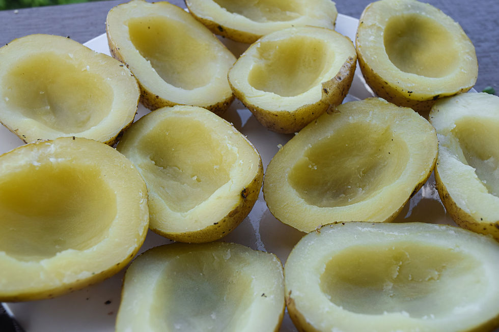 Vegan deviled eggs made from wholesome and fresh ingredients! Get inspired, it looks the same and tastes the same (or even better) than traditional deviled eggs. These plant-based eggs are made from potato and chickpeas - cruelty free. The eggy flavor comes from black salt, giving these potato sliders that egg resemblance. Use turmeric for flavor, added health benefits, and the yellow coloring. I keep things all natural in this simple and easy recipe to up-level your health in the tastiest way! This is a perfect recipe to share at any potluck or gathering, or make a personal batch and add an 'egg' to your salads, breakfast plates, curb those afternoon snack attacks, etc.