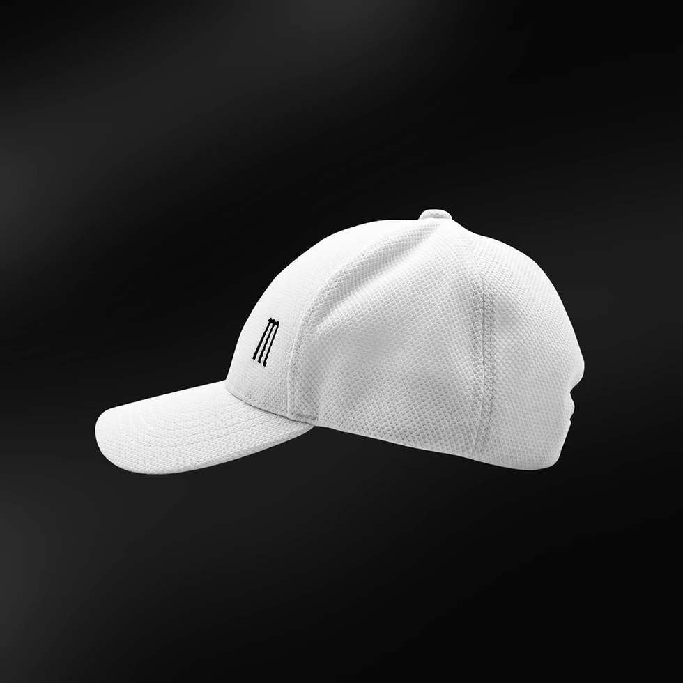 サムネイル： ミース ドライライト テニスキャップ ホワイト （"m"マーク刺繍/黒）男女兼用フリーサイズ 54〜61cm