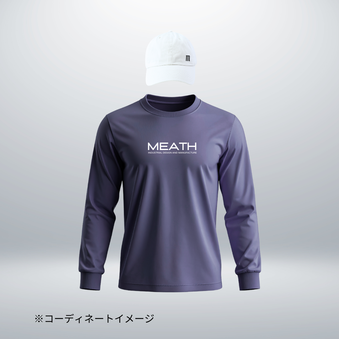 ミース 長袖プラクティスシャツ（DRY 4.4oz UVカットスムース生地）パープルグレー／MEATHホワイトプリント／各サイズ（男女兼用）