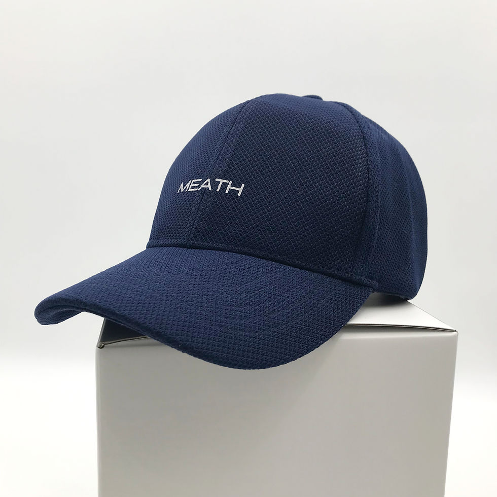 サムネイル： ミース ドライライト テニスキャップ MEATHロゴ入り（男女兼用フリーサイズ 54〜61cm）／ネイビー