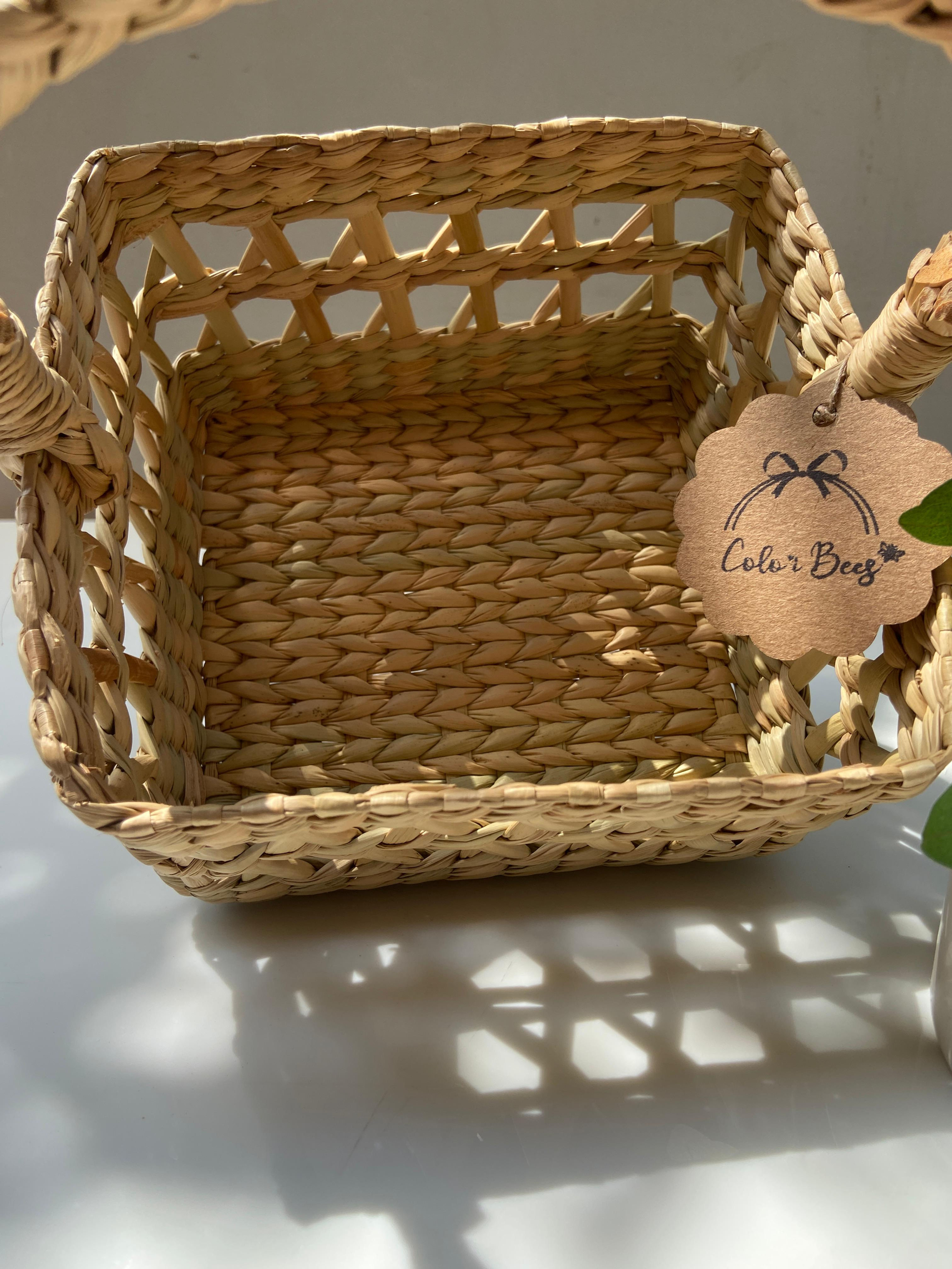 Handwoven Square Grass Basket