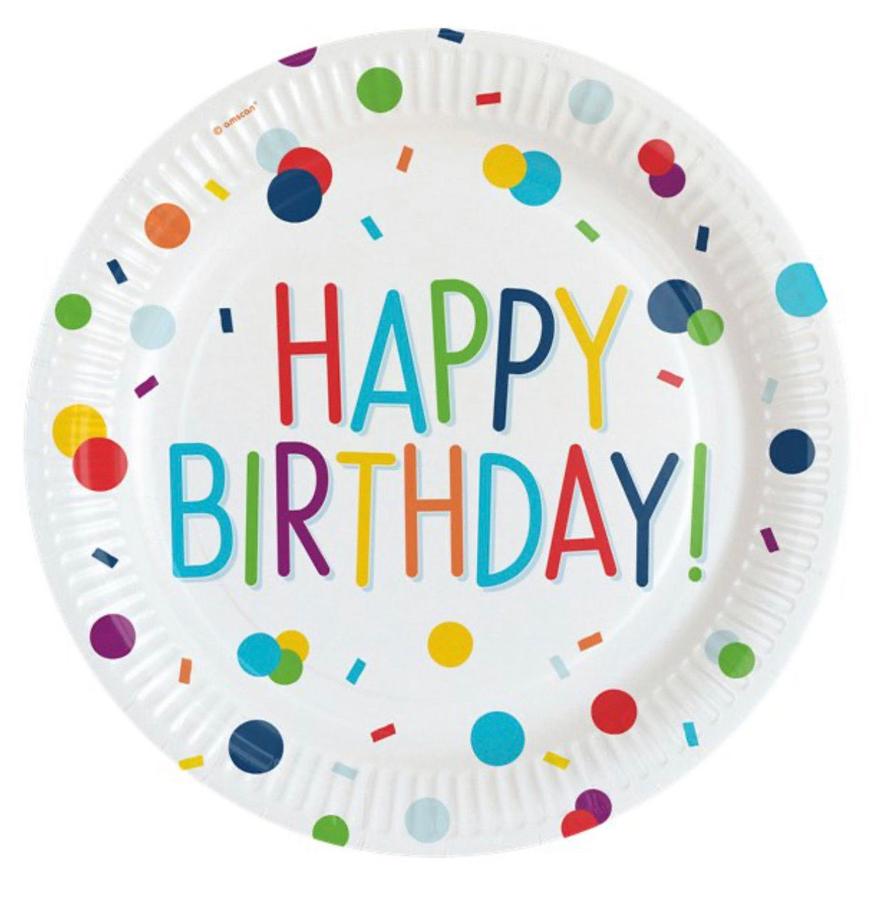 Confetti Birthday Paper Plates - 23cm (8pk)