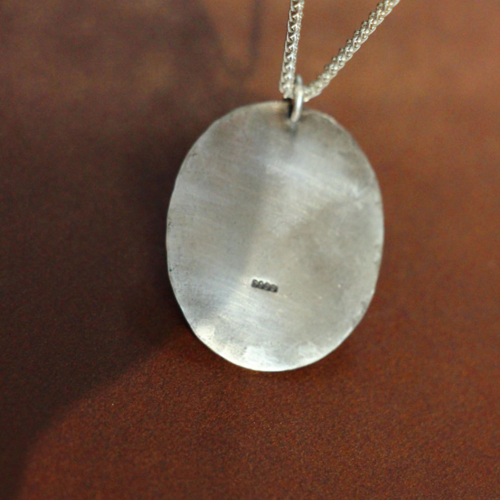 Thumbnail: Handcrafted Vintage Oval Boulder Opal Necklace , Fine Silver Necklace