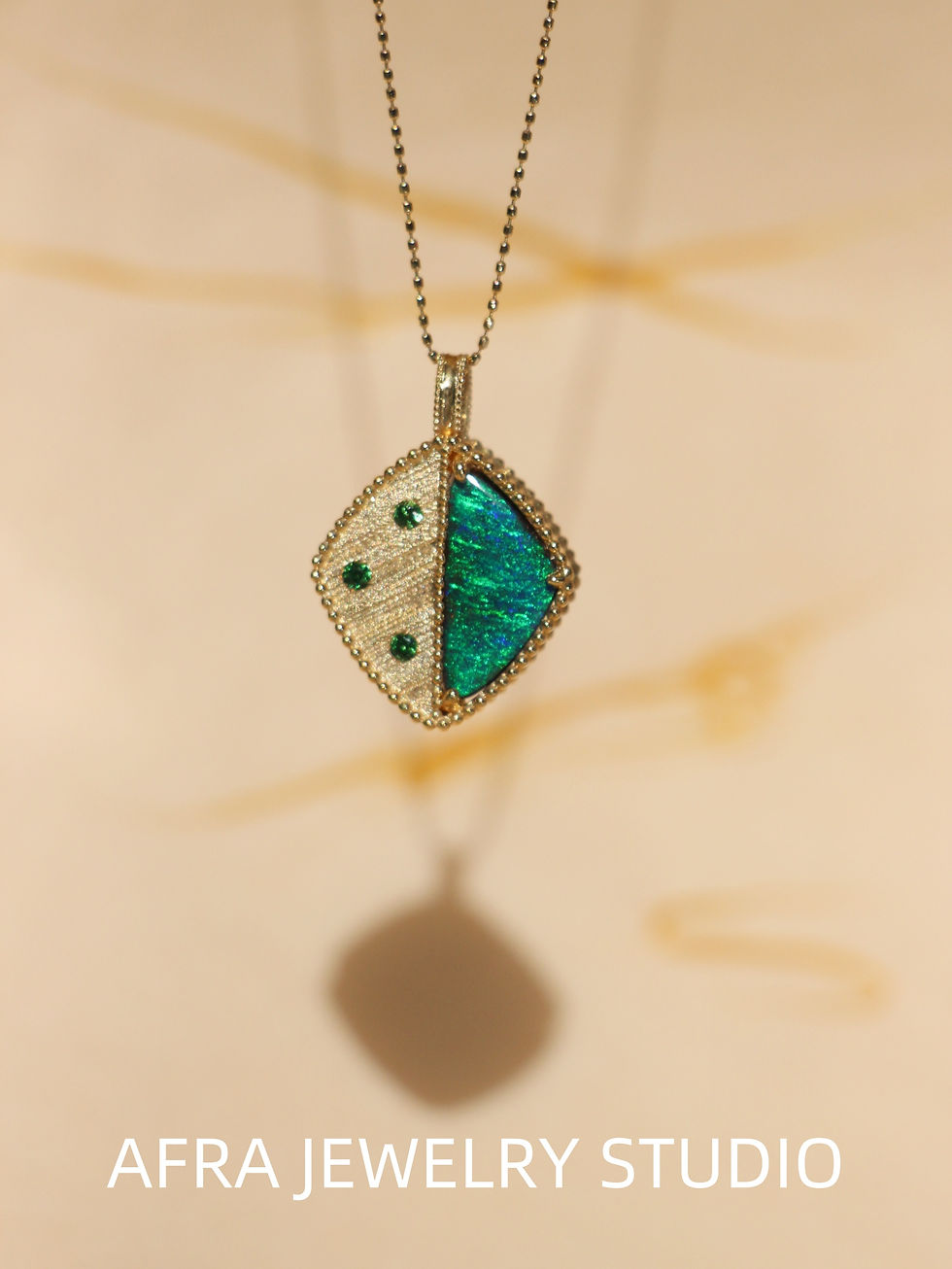 Thumbnail: 18K Gold Rhombus Australian Boulder Opal Reversible Pendant Necklace