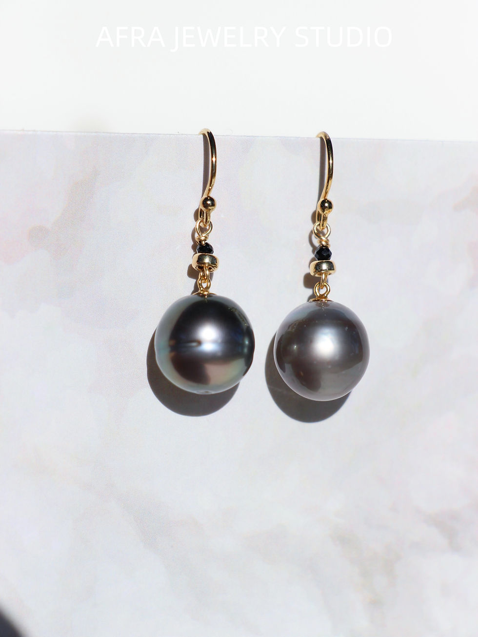 Thumbnail: Natural Tahitian Black Pearl Earrings, 14k Gold Filled Teardrop Drop Earrings