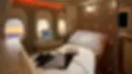 Business class lay flat seat on plane