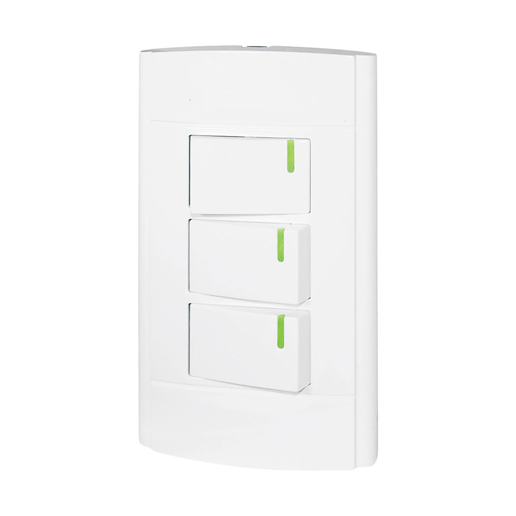 PLACA SANELEC ROMA CON 3 APAGADORES SENCILLOS