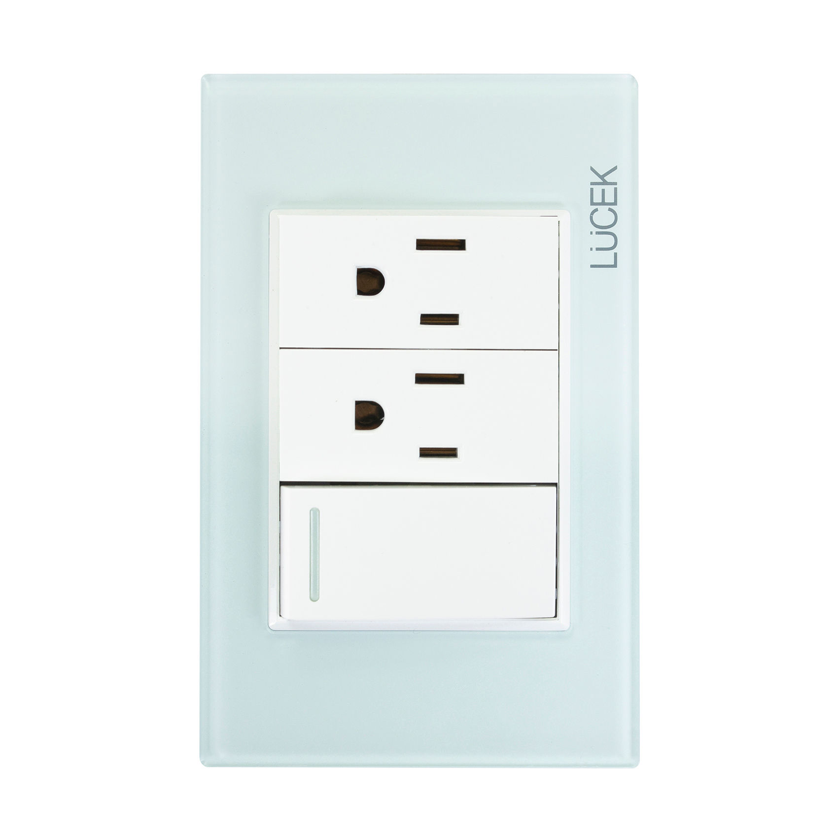 PLACA LUCEK CRYSTAL C/2 CONTACTOS Y 1 APAGADOR CRYSTAL/BLANCO