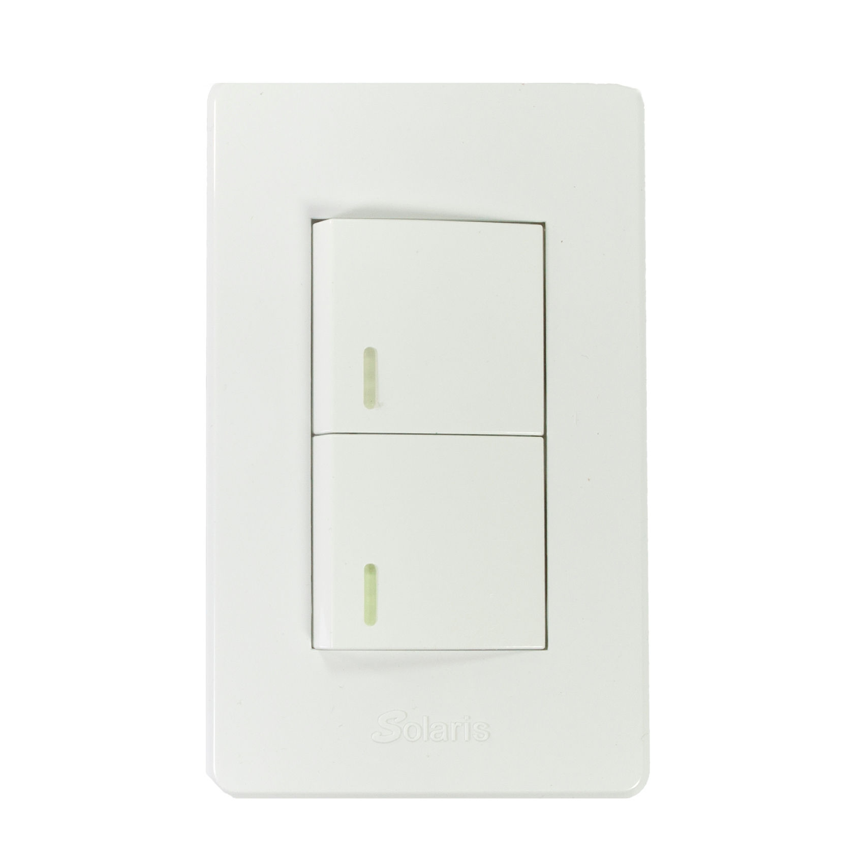 PLACA SOLARIS ELEGANCE C/2 APAGADORES BLANCA