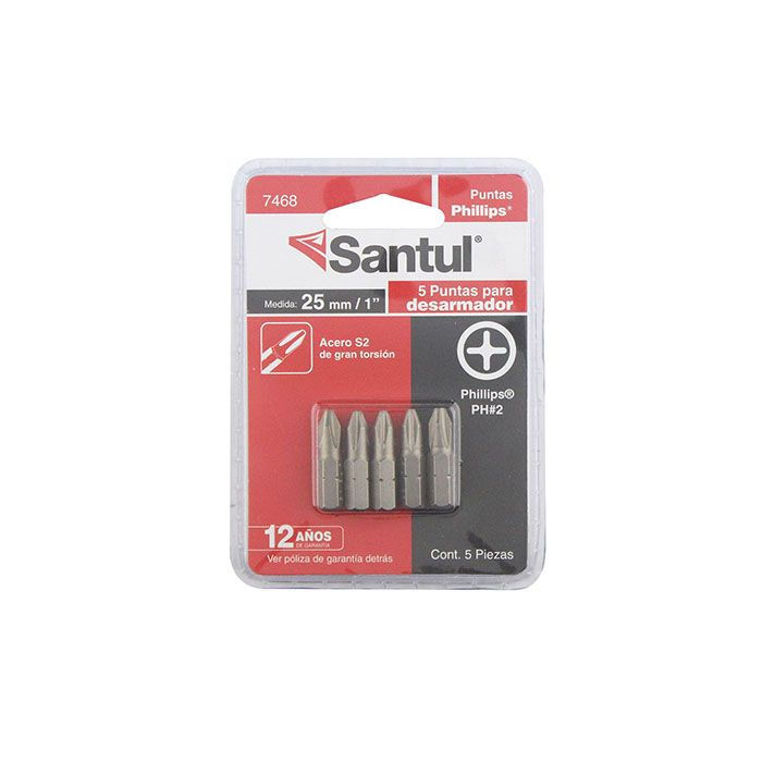 Miniatura: PUNTAS SANTUL PARA DESARMADOR PHILLIPS #2 DE 1  ,  JUEGO DE