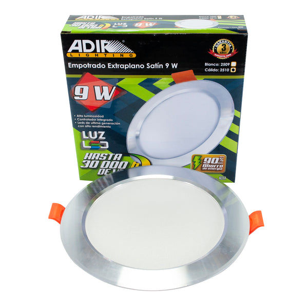Miniatura: EMPOTRADO 9w ADIR PLANO SATIN B. CALIDO