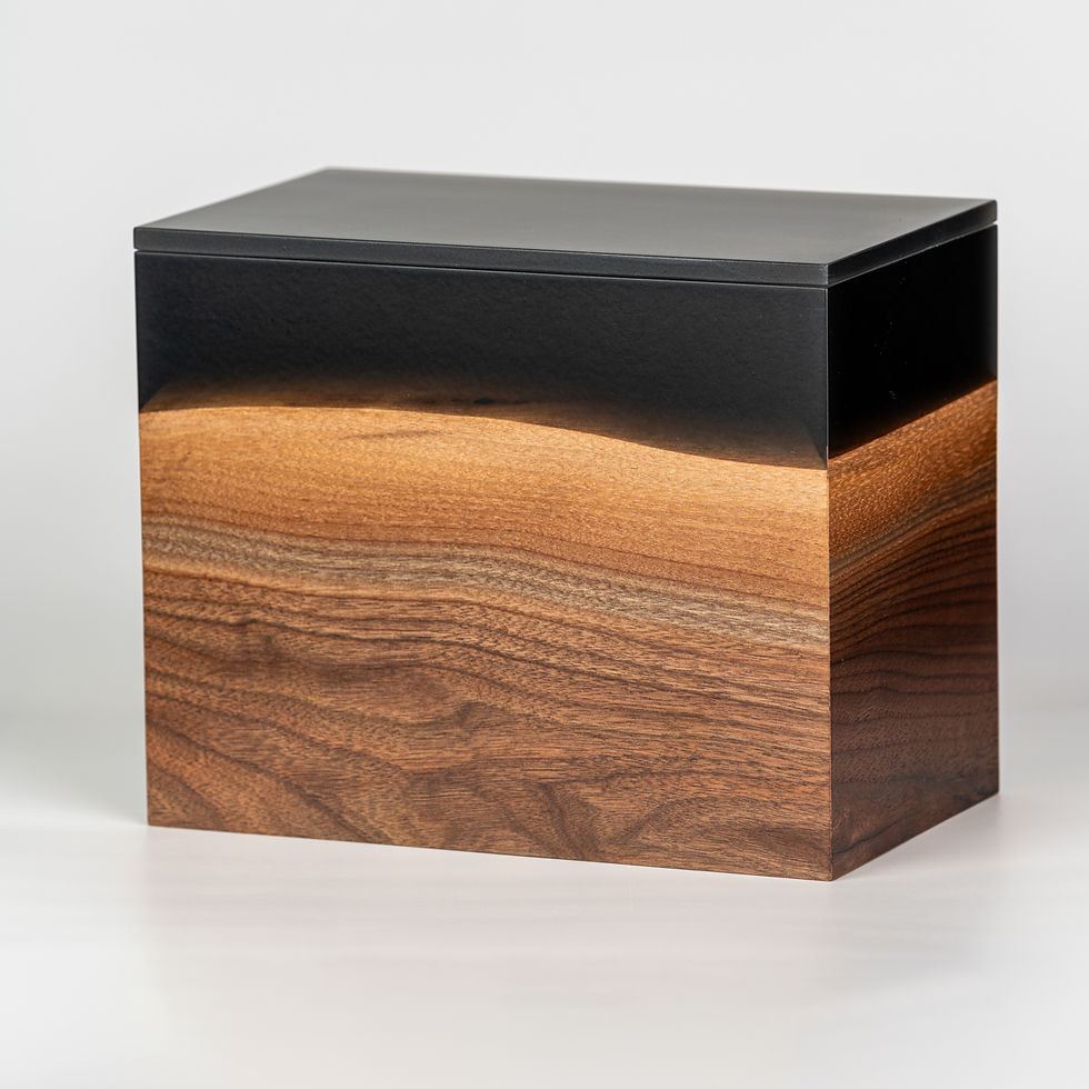 Black Walnut Wood Urn Front view