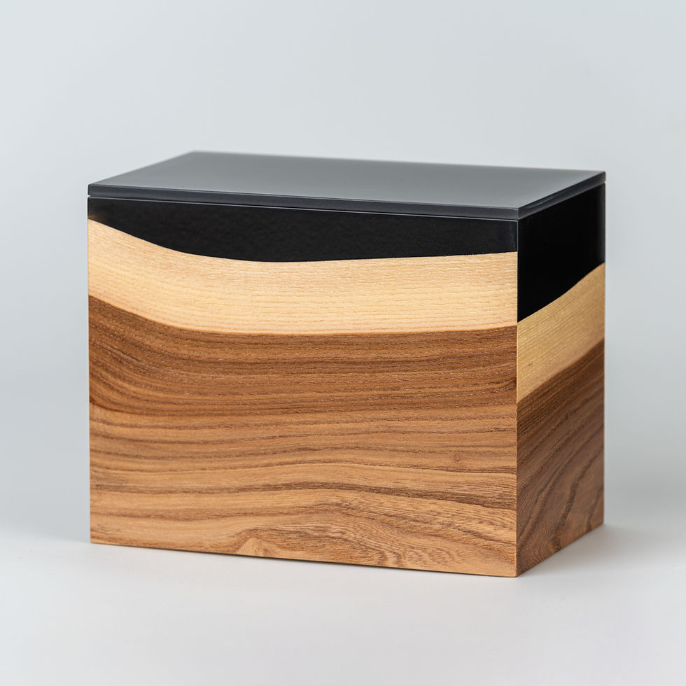 Thumbnail: Elm Standard Wood Urn Front and side View