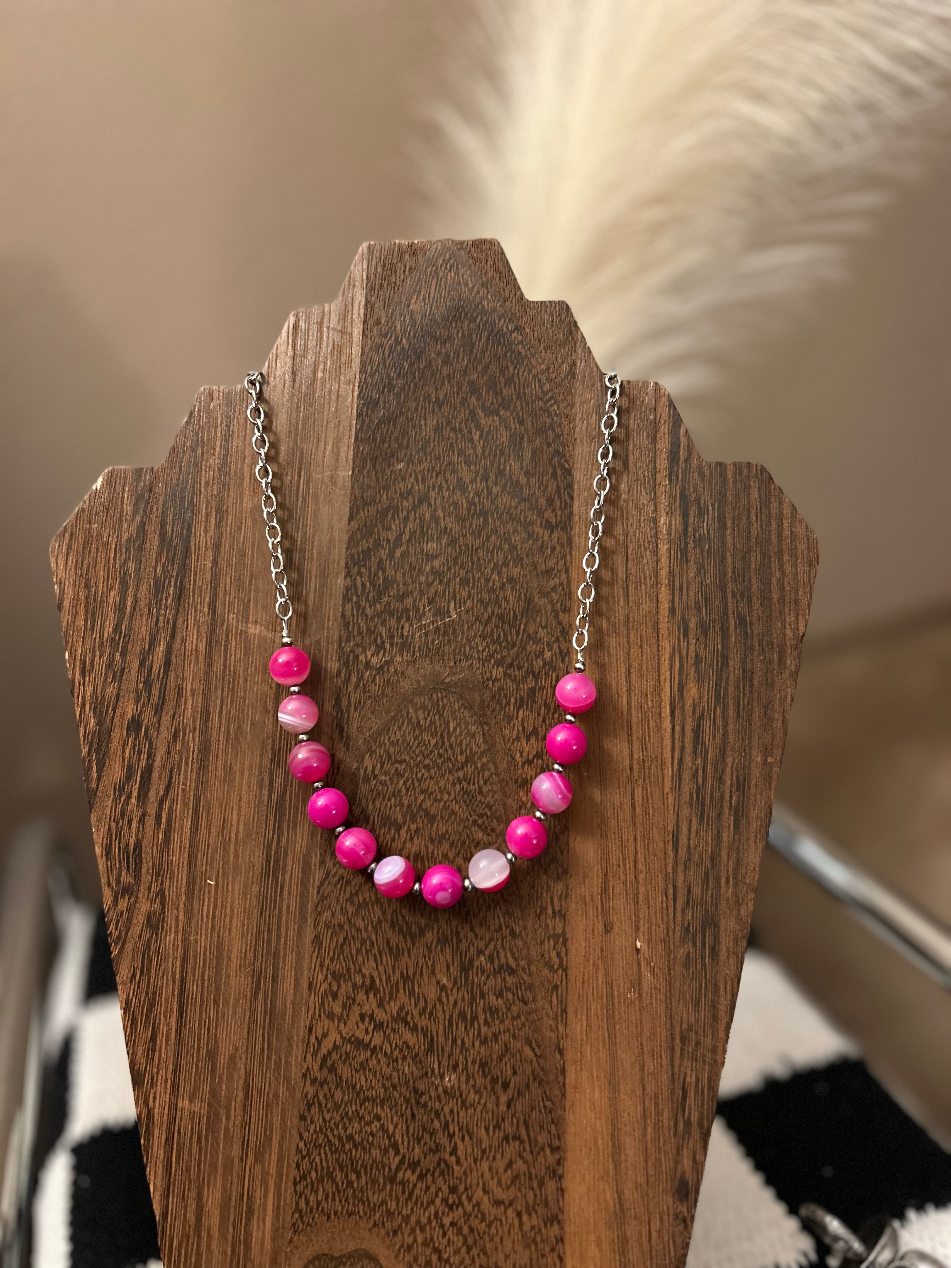 18" Adjustable Pink Glass Bar