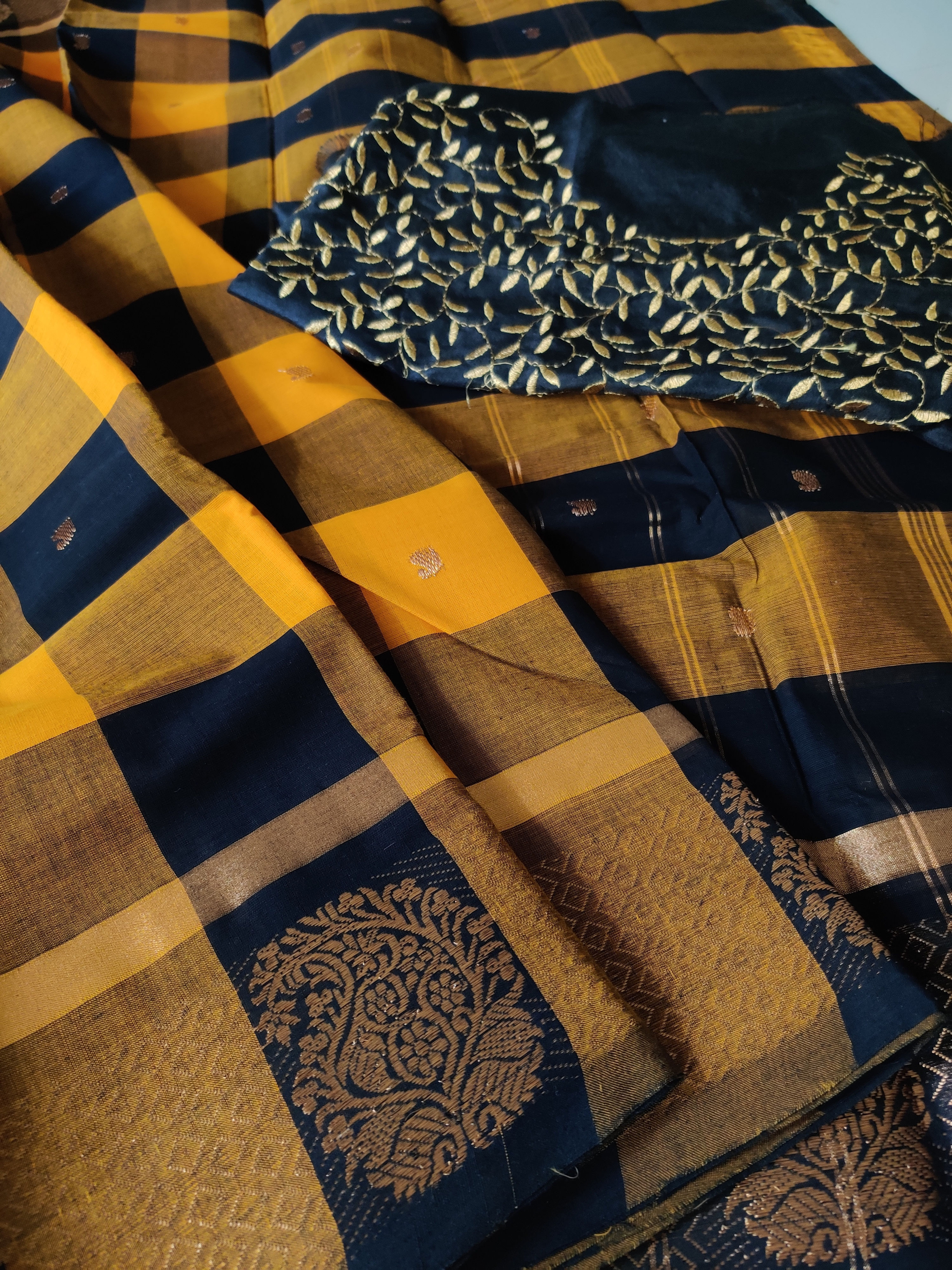 Black Chettinad cotton saree