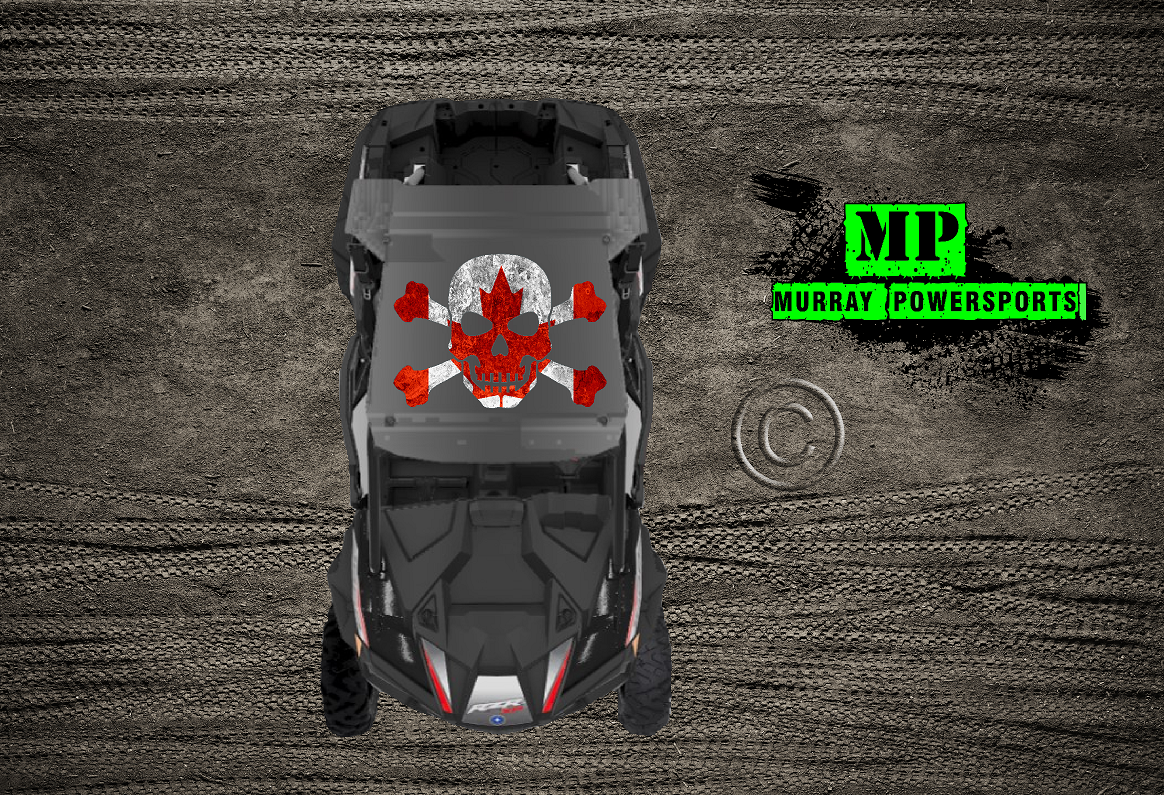 SXS/UTV/RZR/Truck/Car Canadian Skull & Crossbones Roof Decal