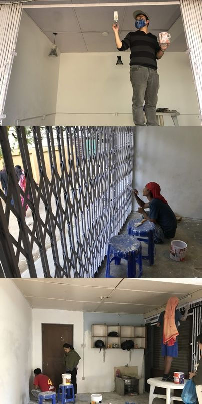 原本環境很髒亂的環境，還有在有限的預算下，基本上都要自己來佈置整理清潔。