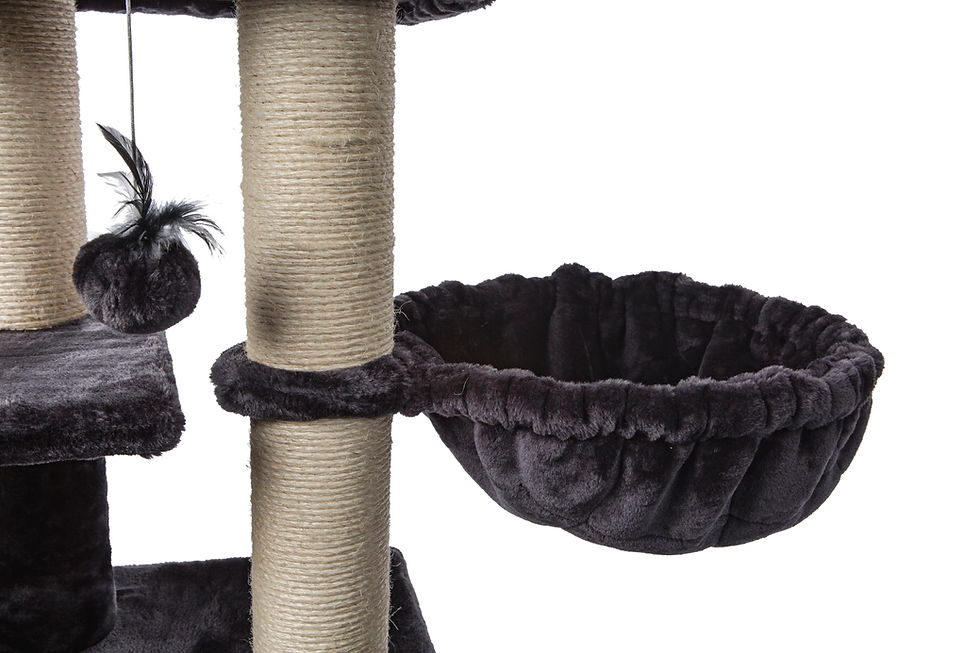 תמונה ממוזערת: עץ חתולים יוקרתי בצבע כהה עם ערסלים רכים