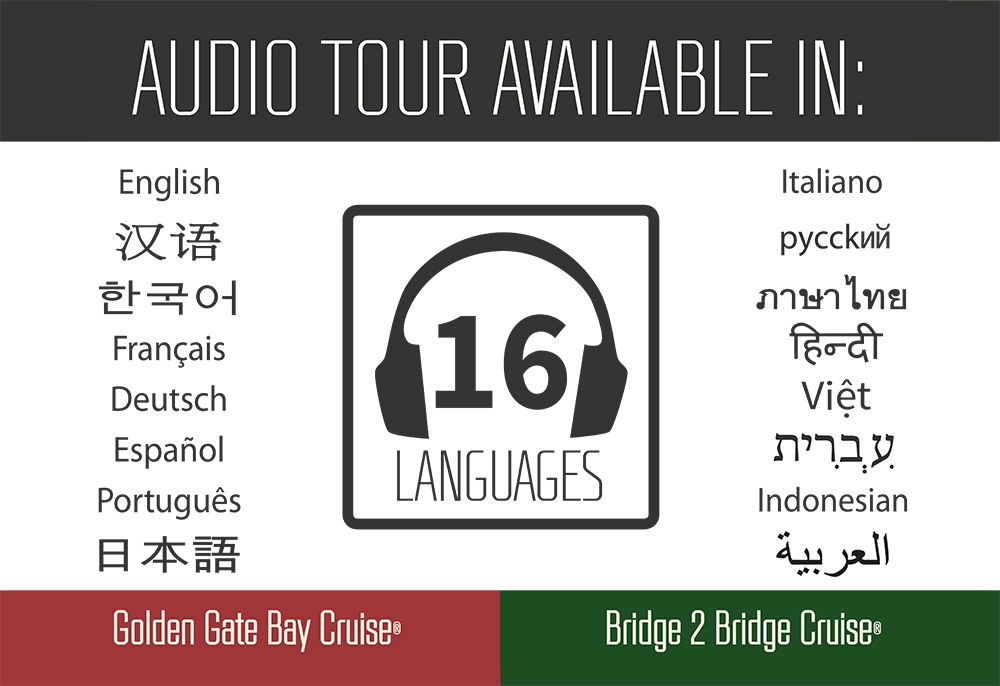 Graphic highlighting 16 languages for the audio tour.