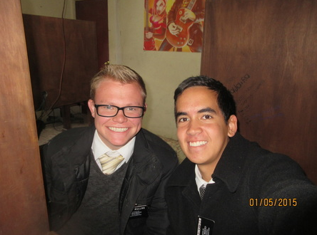 Elder Mullins and I in a cyber cafe back in Rio Bravo about a year before we became companions.