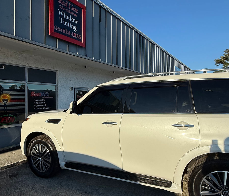 Automotive window tint installation Armada by Red Line Solar Solutions in Myrtle Beach SC
