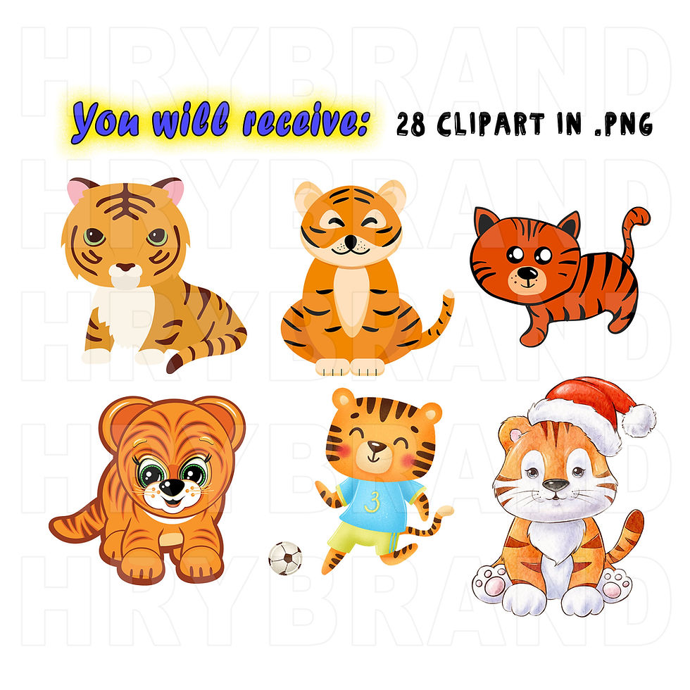 Thumbnail: Bundle of 28 Clipart Tiger Animal illustration Graphic Design Digital File