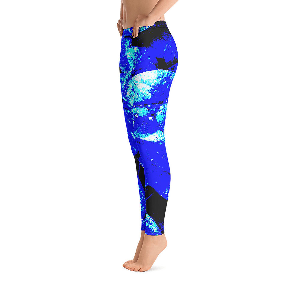 L420 - BLUE VINTAGE LEAFS BLACK LEGGINGS PRINTFUL TEMPLATE FILE