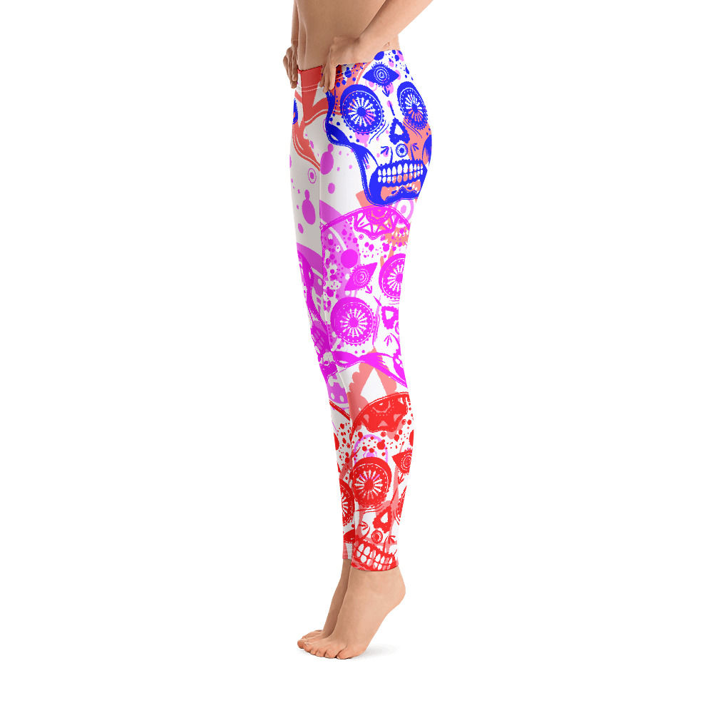 L428 - SKULLS WHITE LEGGINGS READY DESIGN PRINTFUL TEMPLATE FILE
