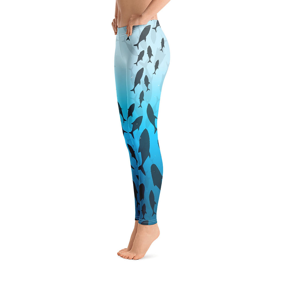 L302 - FISH OCEAN BLUE WHITE LEGGINGS PRINTFUL TEMPLATE FILE