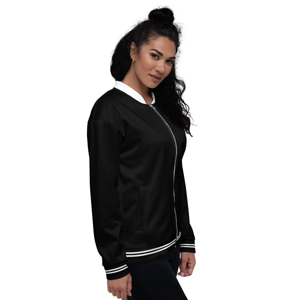 Thumbnail: BJ003- BLACK ALL OVER PRINT UNISEX BOMBER JACKET PRINTFUL TEMPLATE FILE
