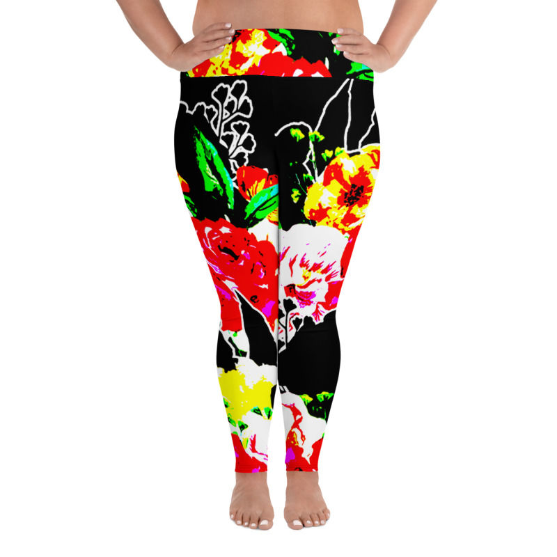 Thumbnail: PS037- FLOWER LEAVES PRINT FOR PLUS SIZE LEGGINGS TEMPLATE FILE