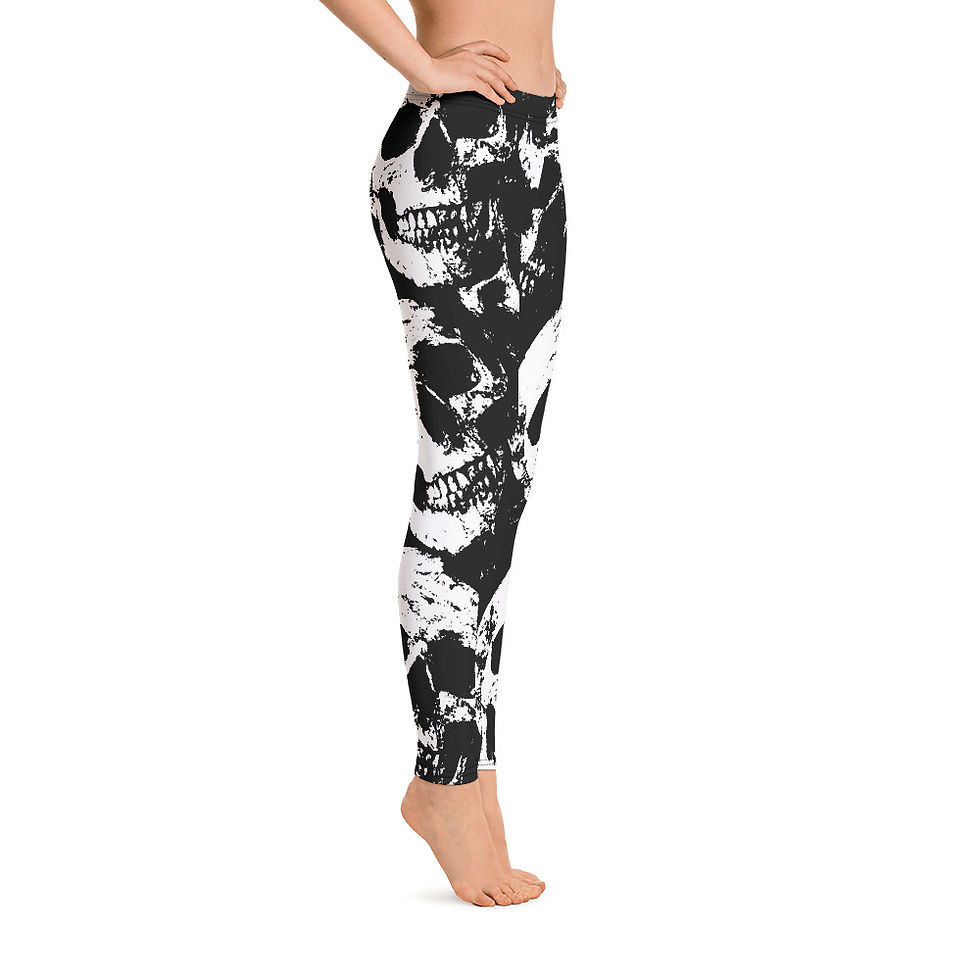 Thumbnail: L429 - SKULLS BLACK LEGGINGS READY DESIGN PRINTFUL TEMPLATE FILE