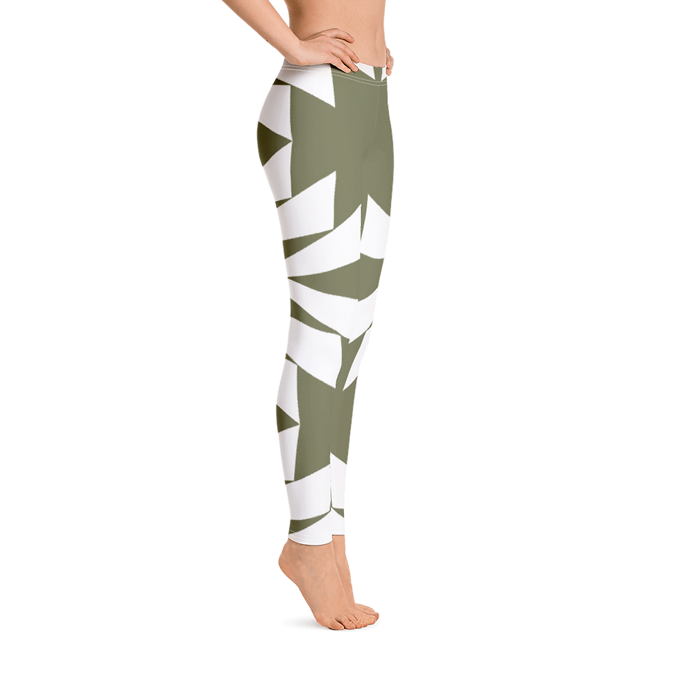 縮圖：H405 - WHITE ART GREEN LEGGINGS READY DESIGN PRINTFUL TEMPLATE FILE