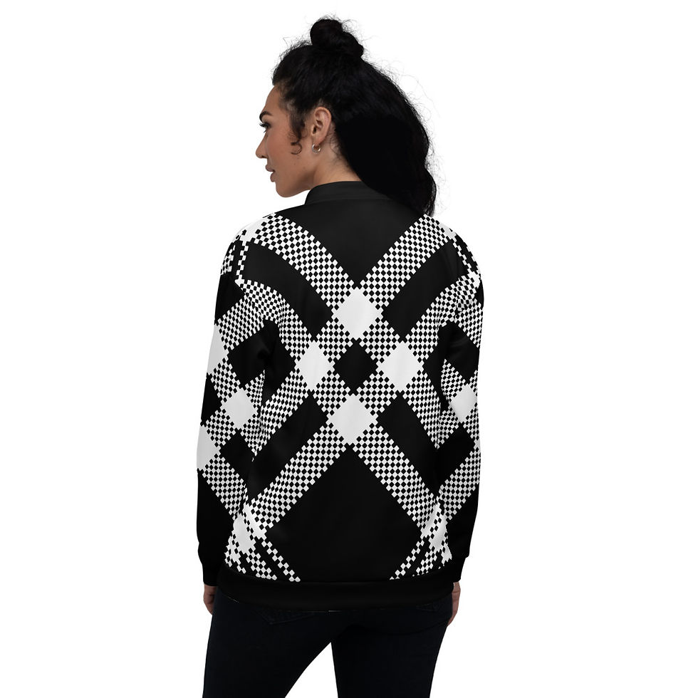 Thumbnail: BJ009- CHECKS ART ALL OVER PRINT UNISEX BOMBER JACKET PRINTFUL TEMPLATE FILE