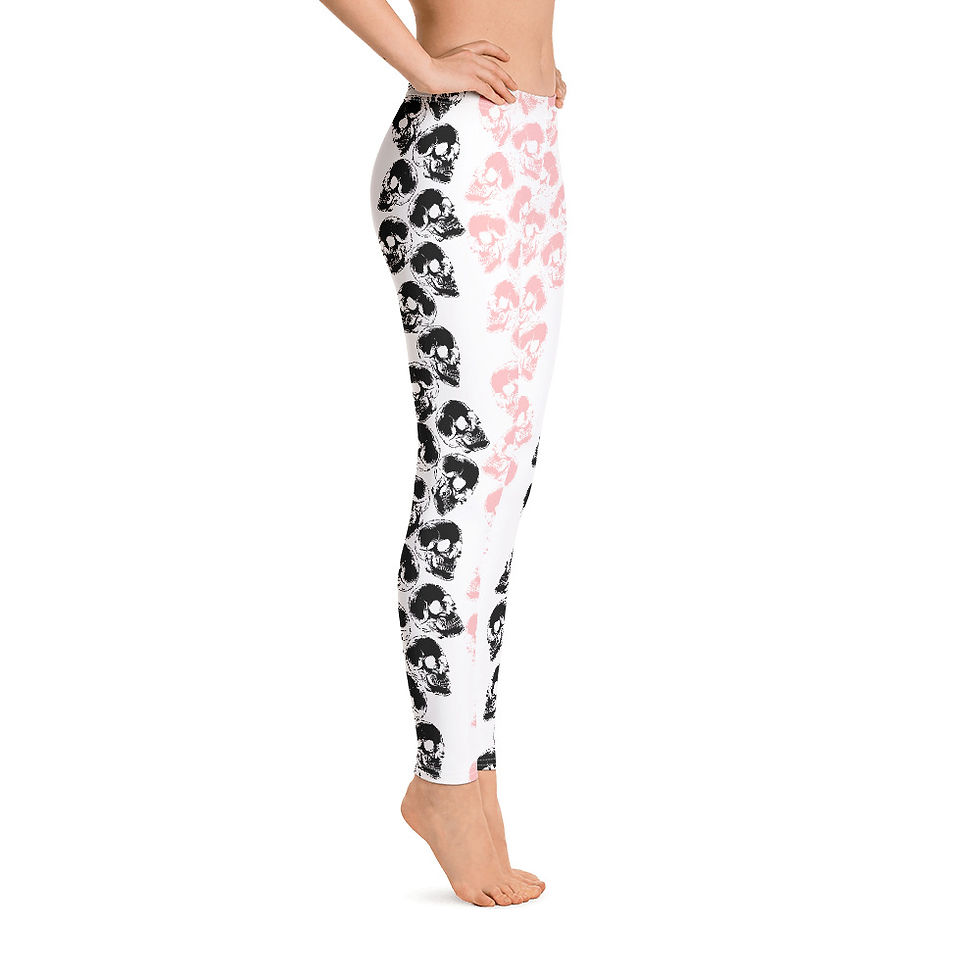Miniaturbild: L487 - SKULLS ART WHITE LEGGINGS READY DESIGN PRINTFUL TEMPLATE FILE