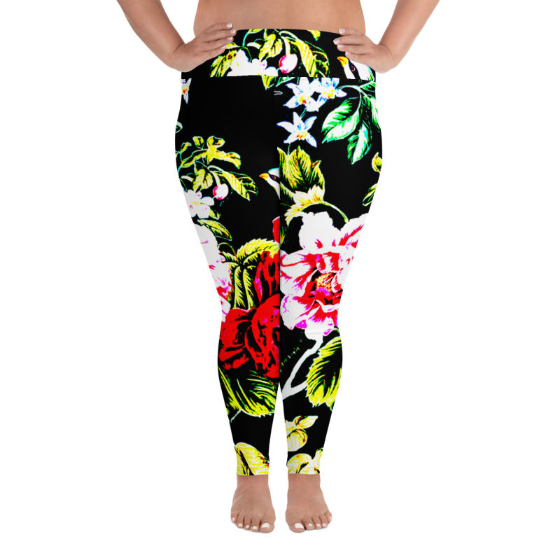 Thumbnail: PS033- FLORAL LEAVES PRINT FOR PLUS SIZE LEGGINGS TEMPLATE FILE