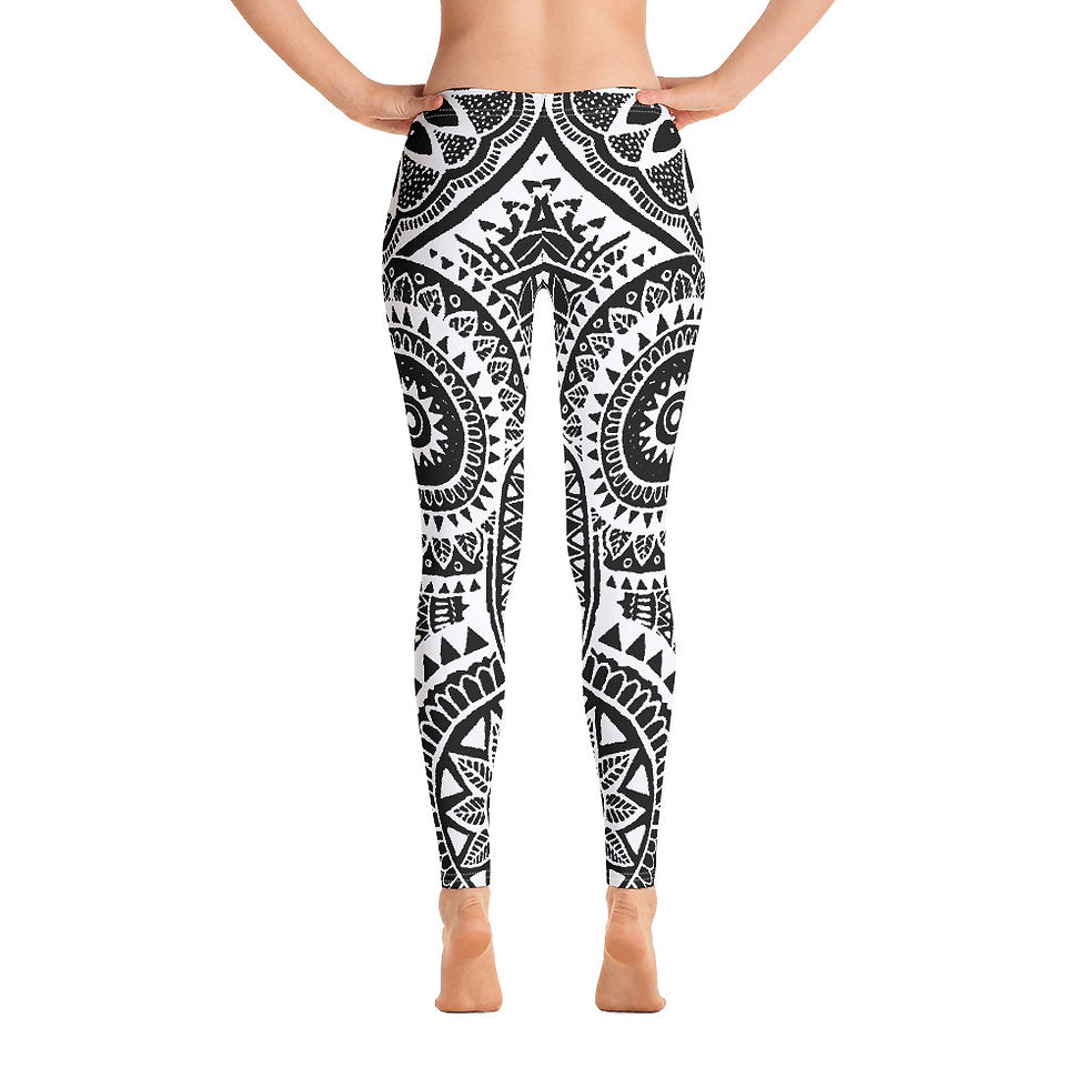 Thumbnail: L506 - MANDALA BLACK LEGGINGS READY DESIGN PRINTFUL TEMPLATE FILE