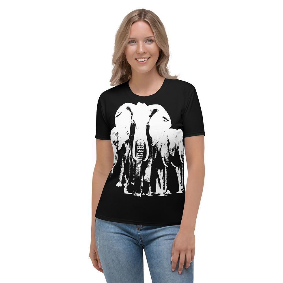 TW041 - WHITE ELEPHANT BLACK WOMEN T-SHIRT PRINTFUL TEMPLATE FILE