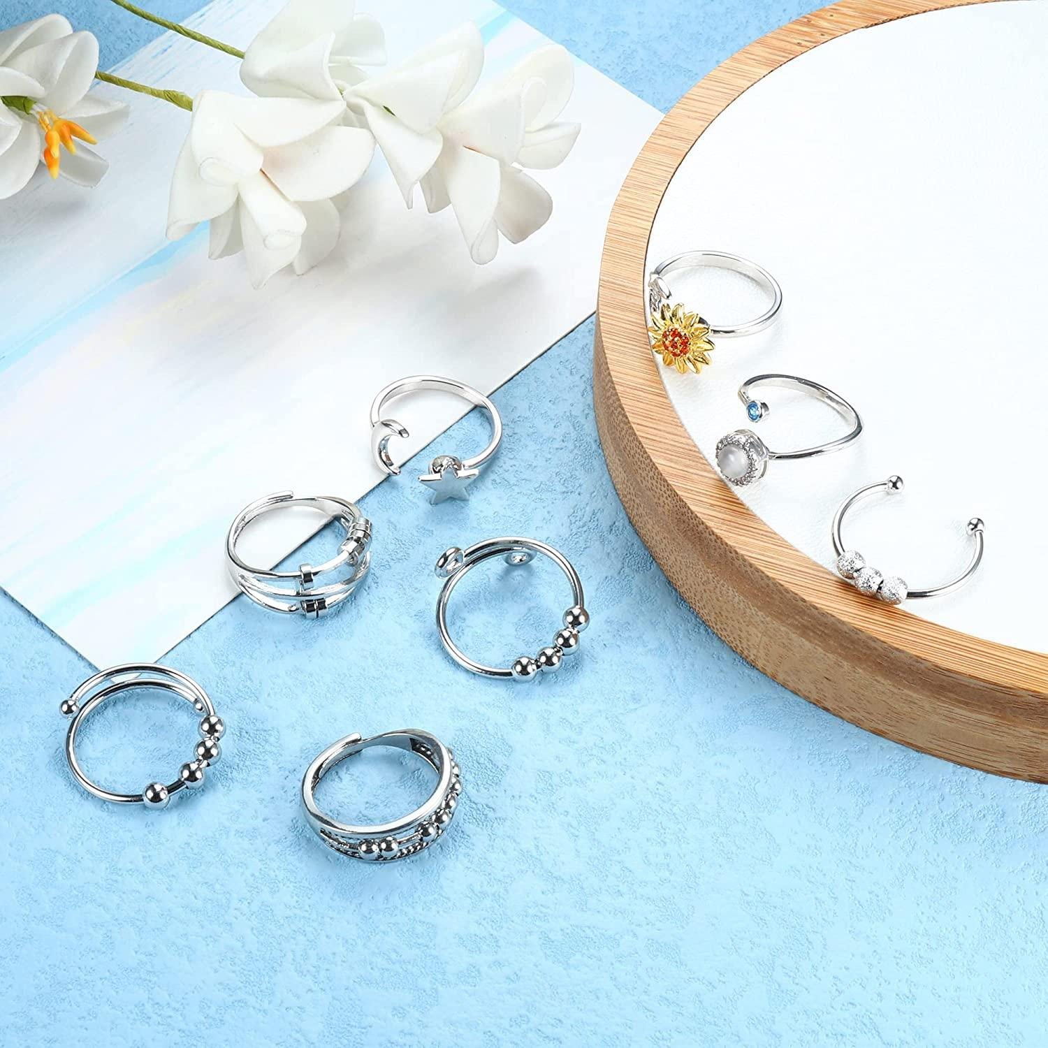 Fidget Anxiety Rings for Women Spinner Fidget Rings for Anxiety Adjustable Cubic