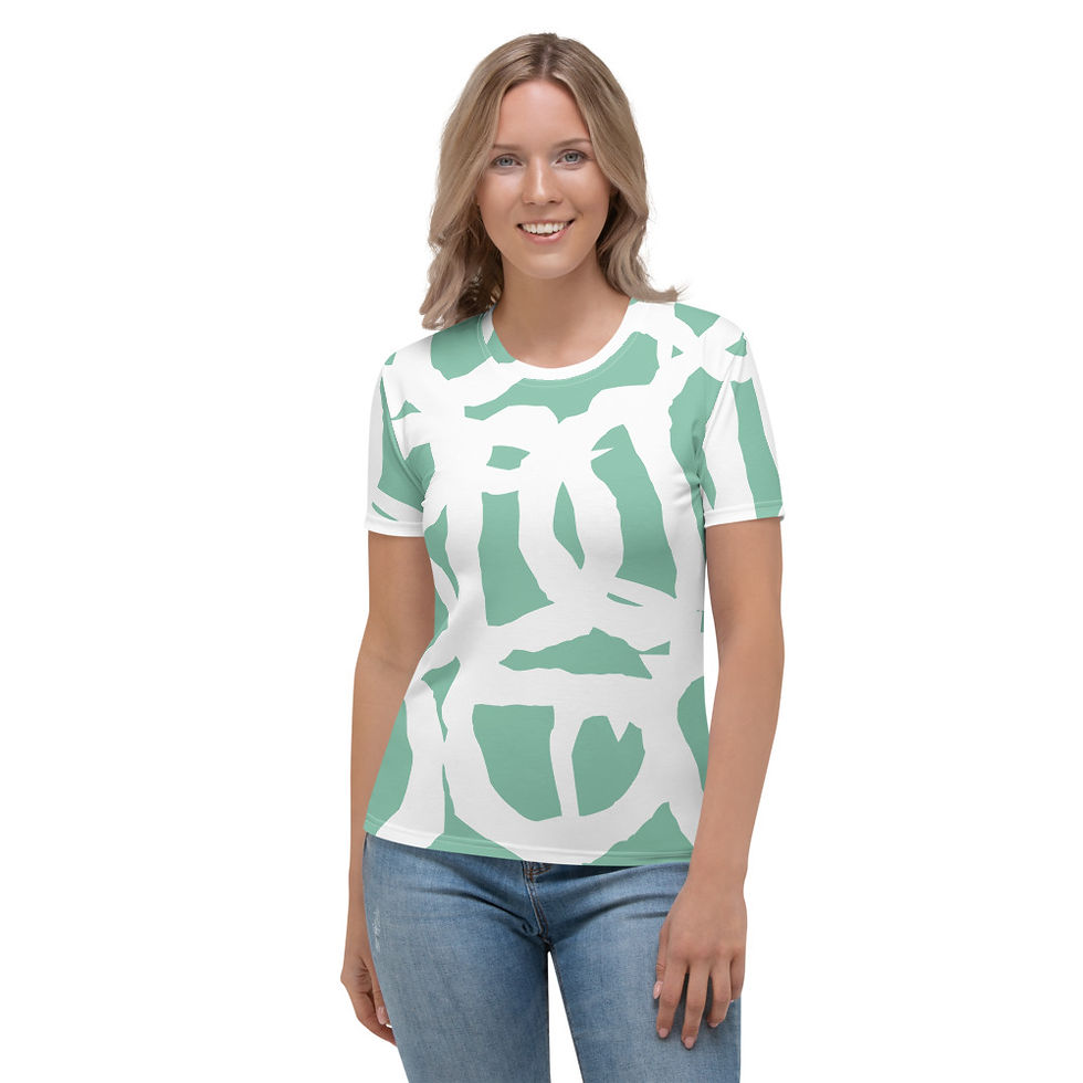 TW038- WHITE ART TEAL WOMEN T-SHIRT PRINTFUL TEMPLATE FILE