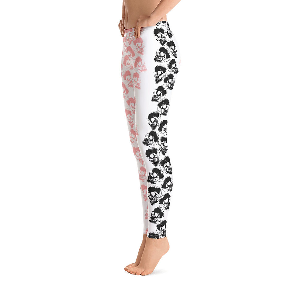 L487 - SKULLS ART WHITE LEGGINGS READY DESIGN PRINTFUL TEMPLATE FILE