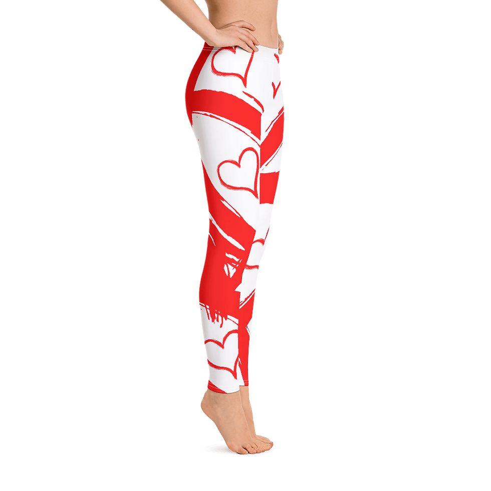 Thumbnail: L99 - PRE MADE READY RED HEART DESIGN ALL OVER LEGGINGS PRINTFUL TEMPLATE FILE
