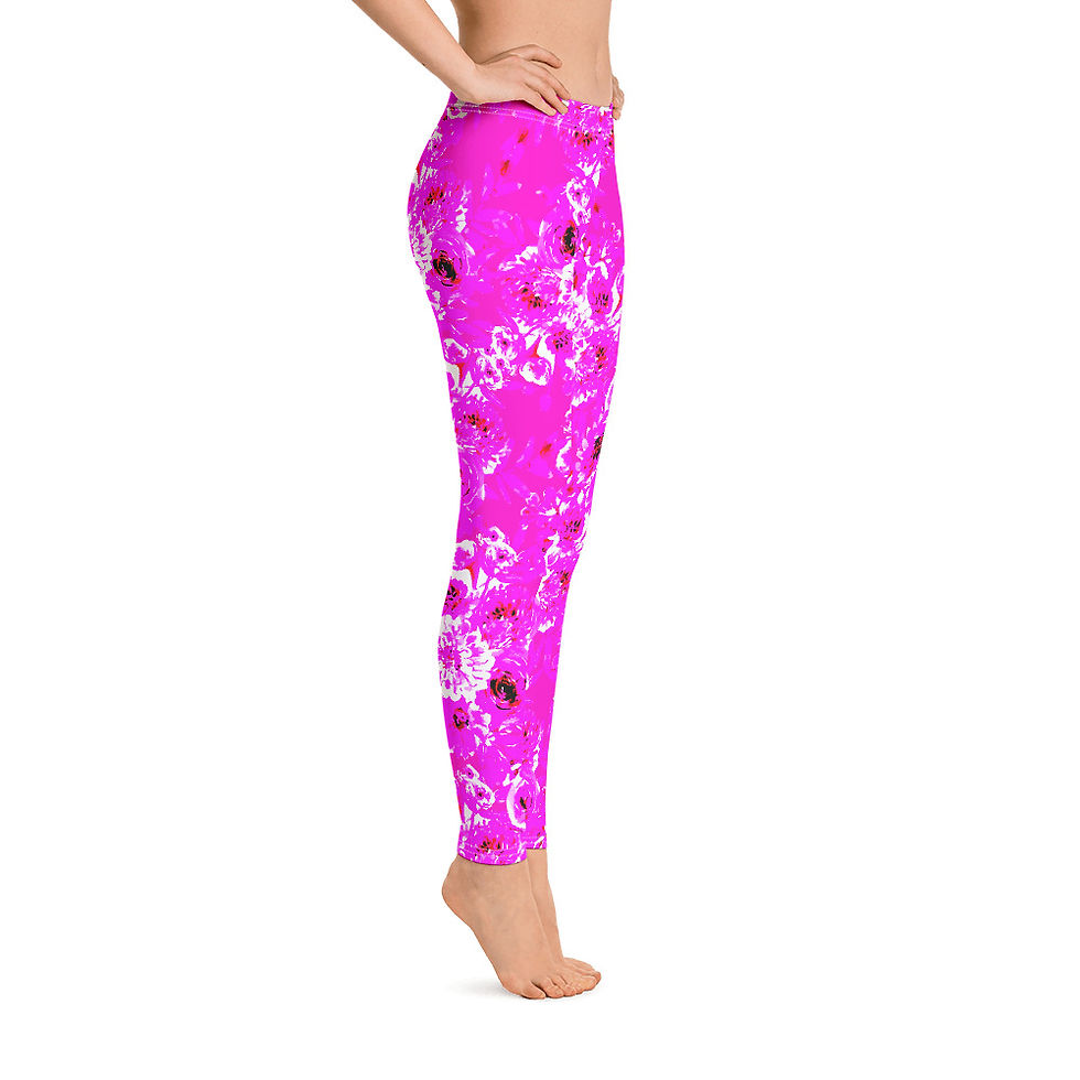 Thumbnail: L481 - FLORAL PINK LEGGINGS READY DESIGN PRINTFUL TEMPLATE FILE